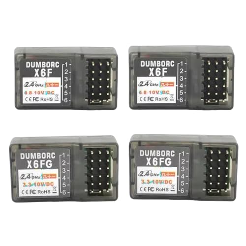 (4PCS) DUMBORC2.4G 6 Channel RC Car Receiver X6F X6FG Combo for RC Car Boat Used for DUMBORC X4 X6 X10 Transmitter (X6F*2 X6FG*2)