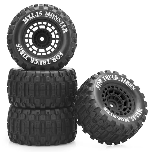 1/16 RC Car Tires and Wheels, daitoku 12mm Hex RC Truck Tires for MiniX Mini XRT 1/16 MJX 16207 16210 16209 16208 HSP 94186 Traxxas E-Revo LOSI 1/18 Mini LMT - Style B (Black) - color: Black