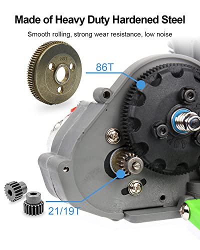 Spur Gear Set Steel 48P 86T Fit for 1/10 Traxxas Slash 2WD Rustler 2WD Stampede 2WD Parts with 19T 21T Pinions Gear Sets Replace 4686