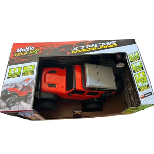 Maisto Tech RC Xtreme Overland Jeep Wrangler Rubicon – 4WD Remote Control Off-Road Truck with Working Lights, Rechargeable Battery & Winch, 1:16 Scale, Ages 8+ - Color May Vary