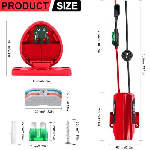 Milwaukee M12 Battery Adapter : 12V Conversion Kit with Switch, Fuse, Wire Terminals, 12AWG Wire & Power Connector-Ideal for DIY RC Car Toys and Robotics -1Pack