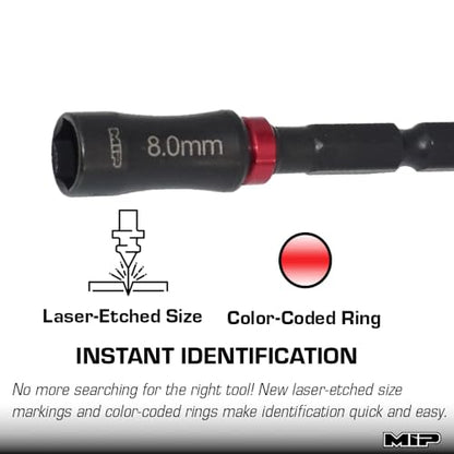 MIP Nut Driver 1/4" Drive Bit Speed Tip For Small Drills for Traxxas Arrma Axial Losi Redcat RC Quadcopter Helicopter FPV Racing Drone Models (8.0mm) - size: 8.0mm