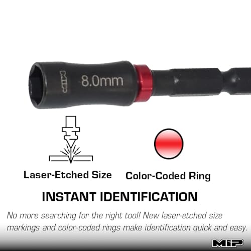 MIP Nut Driver 1/4" Drive Bit Speed Tip For Small Drills for Traxxas Arrma Axial Losi Redcat RC Quadcopter Helicopter FPV Racing Drone Models (8.0mm) - size: 8.0mm
