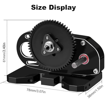 OGRC 2.Low Transmission 30% Overdrive Complete Gearbox for SCX10 Upgrades | Aluminum Housing, Steel Gear, with Skid Plate and 15T Pinion Gear, for Axial SCX10 RC Crawler Car, Black - color: Black