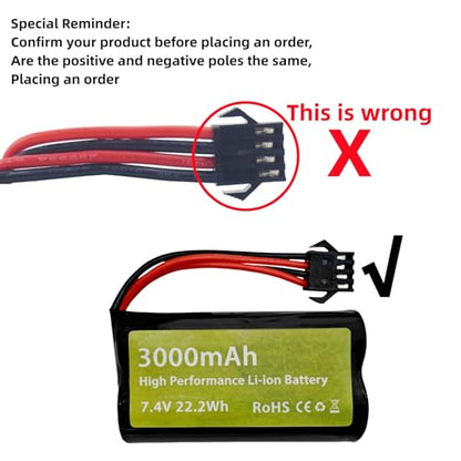 sea jump 2PCS 7.4V 3000mAh 15C 2S SM-4P Plug Li-ion Battery with USB Charger for EC08 DE85 RC Car, Truck RC Ship RC Drone Engineering Vehicle Backup Battery