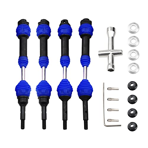 2Pairs Vgoohobby Steel Drive Shaft CVD Dogbon Front Rear Driveshaft Compatible with Traxxas Slash 4X4 Stampede Rustler Hoss VXL 4X4 RC Truck Car (Blue) - color: Blue