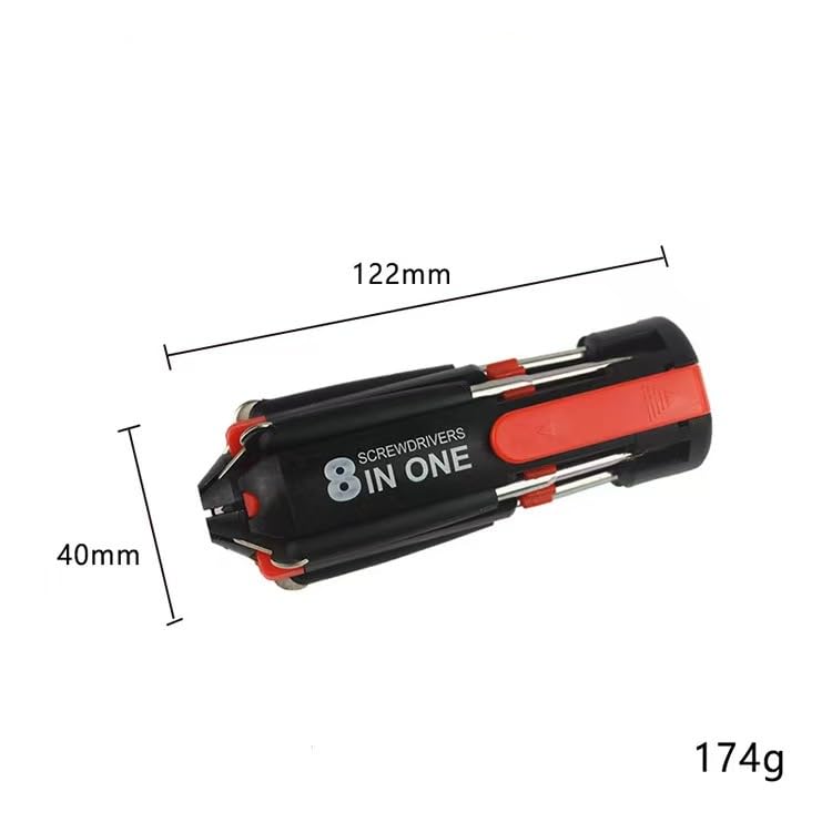 8-in-1 Multi-Function Screwdriver Set | 6 LED Flashlights, Assorted Bits