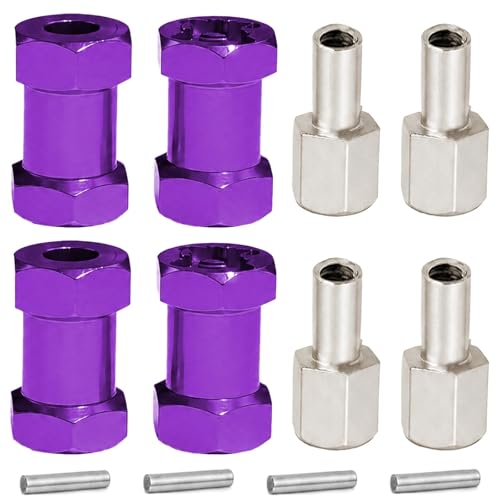 4PCS 12mm Hex Hub 20mm Aluminum Extension Hex for Axial SCX10 D90 90046 | 20mm CNC Wheel Hex Extenders for 1/10 RC Crawlers Redcat Gen7/Gen8 CC01 RC4WD Wider Stance & Tire Clearance with M4 Nuts Pins - color: Purple