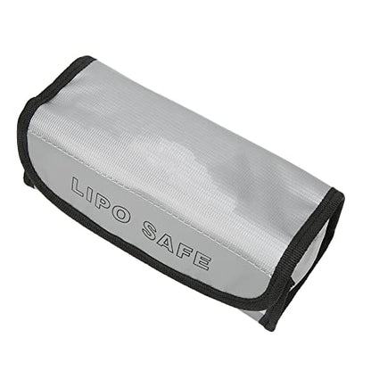 Fireproof Explosion Proof Lipo Battery Bag, Safety Storage Charging Pouch, High Tech Material Bag with Lithium Batteries, 190x75x80mm (Silver)