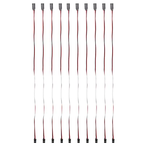 10PCS 3 Pin Servo Extension Cable Futaba JR RC Car Helicopter Aircraft Brass Core Connector Wire (500mm Male to Female) - size: 500mm male to female