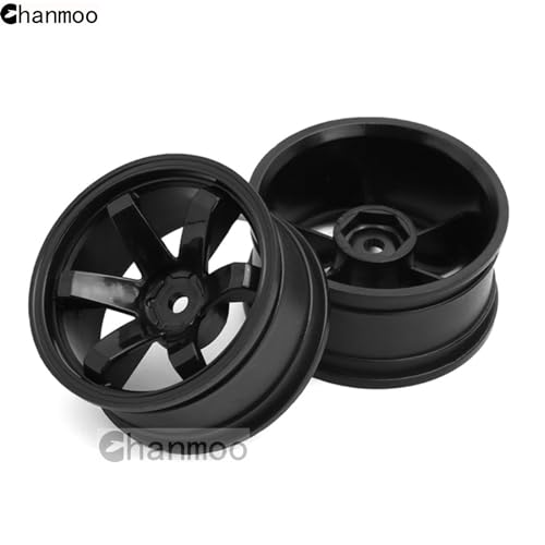 1/10 RC Rally Racing Wheels 12mm Hex Hard Plastic On Road Hubs Rims for 1:10 Scale Drift Car Tires Tamiya TT01 TT02 XV01 A959 PTG2 144001 HPI KYOSHO HSP PTG2 Touring Street Tyres 4PCS (Black) - color: Black