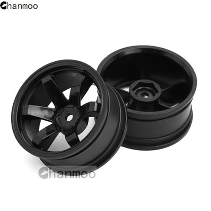 1/10 RC Rally Racing Wheels 12mm Hex Hard Plastic On Road Hubs Rims for 1:10 Scale Drift Car Tires Tamiya TT01 TT02 XV01 A959 PTG2 144001 HPI KYOSHO HSP PTG2 Touring Street Tyres 4PCS (Black) - color: Black