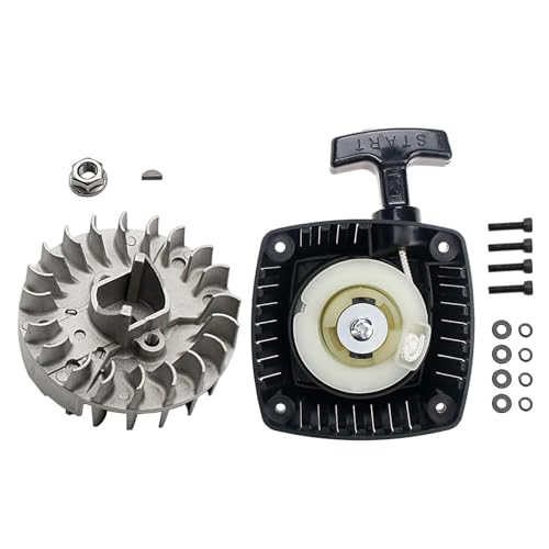 FLMLF Plastic Flat Central Pull Starter and Flywheel for Zenoah CY 23cc~36cc Engine for 1/5 HPI ROVAN KM Baja LT FG DBXL GoPed RedCat Rc Car Parts - style: Plastic Flat Central