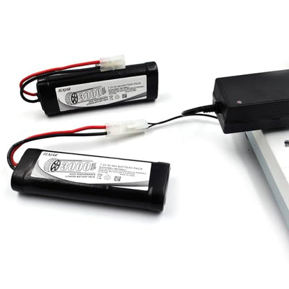 (2-Pack) 7.2V 3000mAh Ni-MH Battery with Tamiya Plug for RC Models | 8C battery for RC cars, airplanes, helicopters, boats, quadcopters and UAVs; includes 4.8V–12V Ni-MH/Ni-Cd charger. - color: 7.2V 3000mAh Tamiya Plug