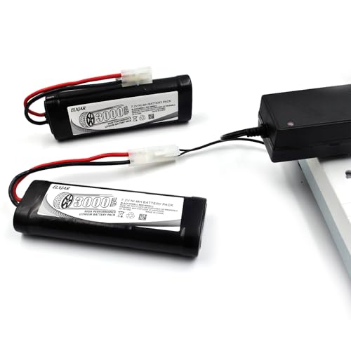 (2-Pack) 7.2V 3000mAh Ni-MH Battery with Tamiya Plug for RC Models | 8C battery for RC cars, airplanes, helicopters, boats, quadcopters and UAVs; includes 4.8V–12V Ni-MH/Ni-Cd charger. - color: 7.2V 3000mAh Tamiya Plug