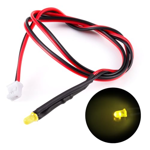 4PCS RC Car PH2.0 Single End Interface Light Headlights Taillight Accessories for 1/14 Tamiya RC Truck Tractor Model Car Upgrade Replacement Parts (Yellow) - color: Yellow