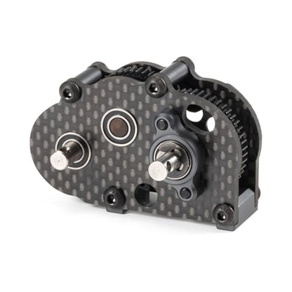 Carbon Fiber OD-3 Transmission Overdrive Gearbox 18.6% Front OD | Right Side Motor Forward Mounting, Fits 48P Pinions from 9T to 17T, with Aluminum Axial 3 Gear Adapter Plate