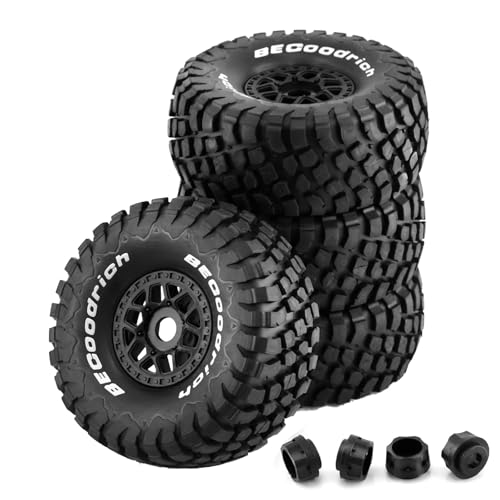 1/8 RC Short Course Truck Tires And Wheels 17mm Hex OD 140mm 1/7 All Terrain Off Road Tyres For 1:7 1:8 RC Buggy Truck Car HSP TRAXXAS UDR DF7 FS Atom ARRMA Mojave YK4072 DF7 4PCS (Black) - color: Black