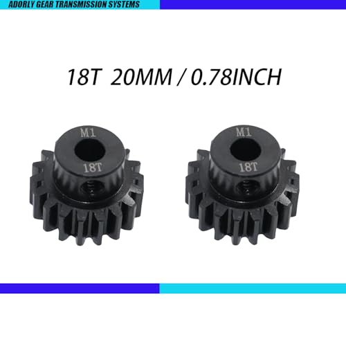 2Pcs 6491X 18-T Pinion Gear, 1.0 Metric Pitch, Fits 5mm Shaft (Compatible with Steel Spur Gears) for Traxxas RTR Vehicle Upgrade Parts