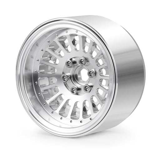 2.2" Beadlock Wheels RC Aluminum Rims for AXIAL Wraith RR10 TRX4 SCX10 Redcat Gen8 1/10th RC Crawler Truck Car (Silver) - color: Silver