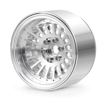 2.2" Beadlock Wheels RC Aluminum Rims for AXIAL Wraith RR10 TRX4 SCX10 Redcat Gen8 1/10th RC Crawler Truck Car (Silver) - color: Silver