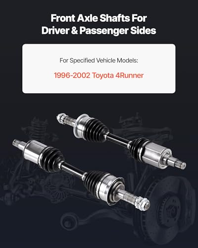 VEVOR CV Axle Shaft Assembly, 2 Pieces Front Left & Right (Driver and Passenger Side), Automotive Replacement CV Joint Axles Pair Compatible with 1996-2002 Toyota 4Runner, Alloy Steel & Carbon Steel - size: 1996-2002 Toyota 4Runner, style: Front Driver an