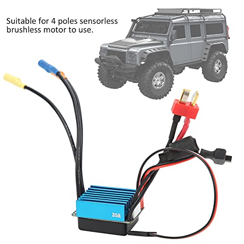 RC 35A Sensorless Brushless ESC Speed Controller, Waterproof 35A ESC for 1/10 1/14 1/16 1/18 RC Car, High Performance 4 Poles ESC with Overheat Protection and Splash - Proof Design