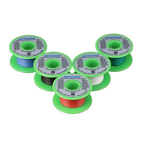 BNTECHGO 28 AWG Silicone Wire Kit 5 Color Each 100ft Stranded Tinned Copper | Flexible 28 AWG Stranded Wire Silicone Rubber Insulation For RC Models, Drone, Robot, LED Lighting Systems, 3D Printer, DIY - size: 5 Colors Each 100ft, style: 28 AWG silicone w