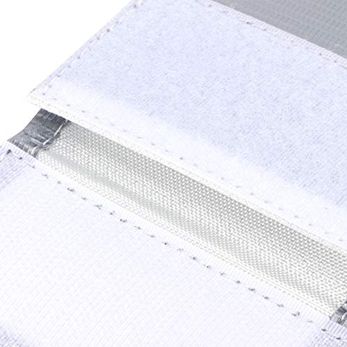 Lipo Battery Bag, 3.9x7.9in Lipo Bags for Batteries, PVC Battery Bag Fireproof with Fastening Stickers, Sliver Lithium Ion Batteries Bags for Flammable Products, 1Pcs
