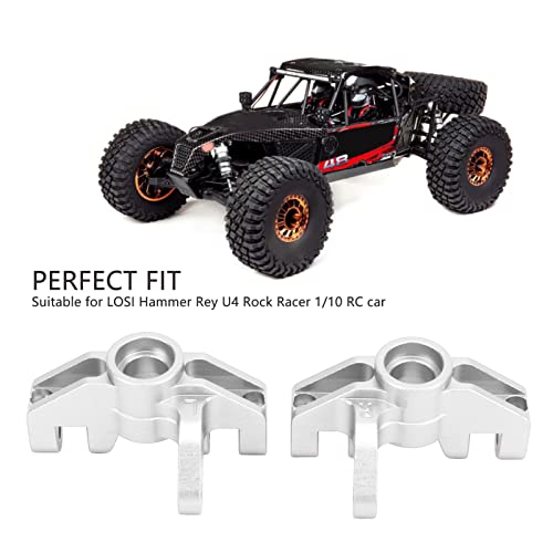 RC Steering Cup, 2pcs Aluminum Alloy Steering Cup Steering Knuckle Upgrade Accessories for LOSI Hammer Rey U4 Rock Racer 1/10 RC Car (Silver) - color: Silver