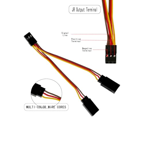 6 Pcs JR Servo Y Splitter Cable,1 Female to 2 Male Extension Harness Lead Wire for RC Cars, Boats, Drones, Airplane Models（11CM 22-AWG）