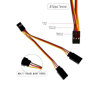 6 Pcs JR Servo Y Splitter Cable,1 Female to 2 Male Extension Harness Lead Wire for RC Cars, Boats, Drones, Airplane Models（11CM 22-AWG）