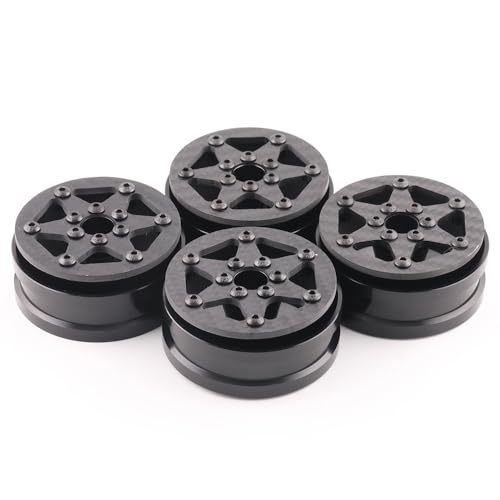 Beadlock Wheel Rims 4PCS 1.9" Upgraded Carbon Fiber Aluminum Wheel Hub Compatible with 1/10 RC Crawler Gen8 TRX-4 Axial VS4-10 Capra SCX10 RC Car Accessories (Patten B) - color: Patten B