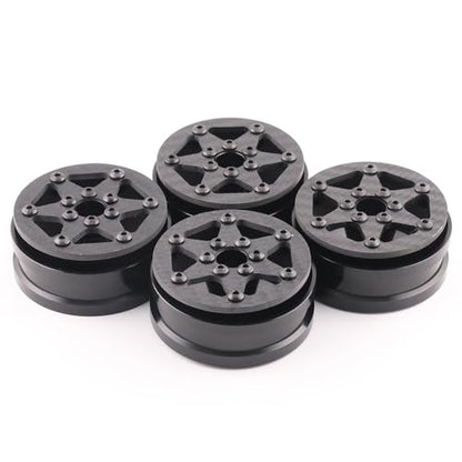Beadlock Wheel Rims 4PCS 1.9" Upgraded Carbon Fiber Aluminum Wheel Hub Compatible with 1/10 RC Crawler Gen8 TRX-4 Axial VS4-10 Capra SCX10 RC Car Accessories (Patten B) - color: Patten B