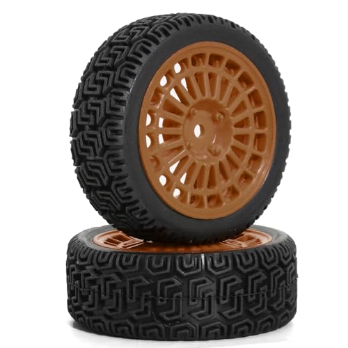 1/10 RC On-Road tires 68mm Rally Car Tire and Plastic Wheels 12mm Hex good drifting power for 1/10 RC On-Road Touring Drift Car HPI Kyosho FAZER MK2 HSP Tamiya XV01 TT01%t054+1 (Brown) - color: Brown