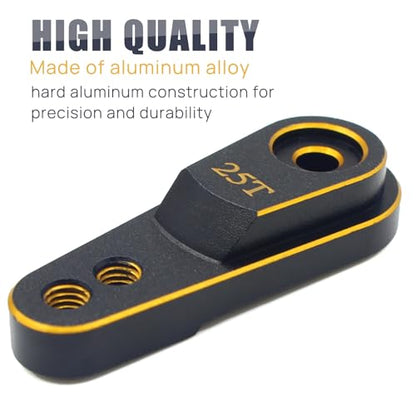 Aluminum 25T Servo Horn for 1/10 SCX10 Traxxas TRX4 RC Crawler(Black Gold) | 25 Teeth Steering Servo Arm,Hi-Torque,Axial Tamiya 1/10 Scale,CNC Machined,High Strength,Precision Fit - color: Black Gold