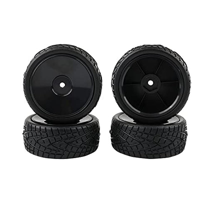 1:10 On Road RC Tires 12mm Hub Wheel Rims, Black, 4PCS | Concentric Hard Dish, For Touring Racing Cars