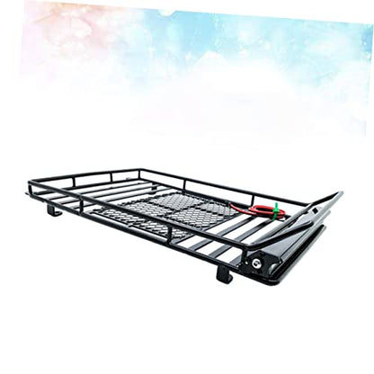 Luxshiny Rc Crawler Car Roof Luggage Bracket with Light Durable Cargo Holder Rack for Simulation Accessories Storage - size: 24.80X14.10X2.30CM