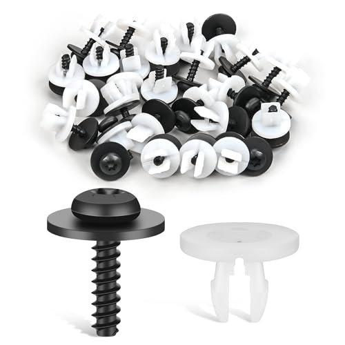GOOACC 60Pcs Fender Liner Bumper Cover Splash Shield Hex Head Screw with Nylon U Nuts Kit for Fastening Front on Mazda 2, 5, 6, CX-5, CX-7 & CX-9 2014 – 2010 - color: 20 Sets License Plate Screw