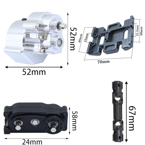 Prefixal Motor Gearbox Transmission Transfer Case for 1/10 Axial SCX10 & SCX10 II 90046 RC Crawler Car(Gearbox Silver) - color: Gearbox Silver