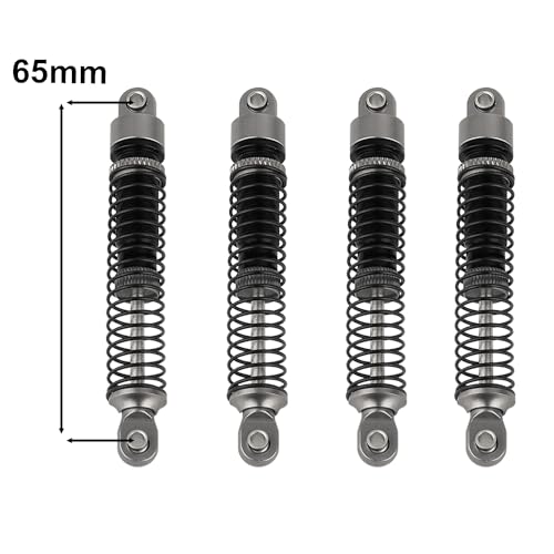 4PCS 65mm Aluminum Shocks Absorbers Oil Threaded Damper for 1/18 RC Crawler TRX4M TRX-4M Bronco Defender K10 Upgrade Parts (gray) - color: 65mm-gray