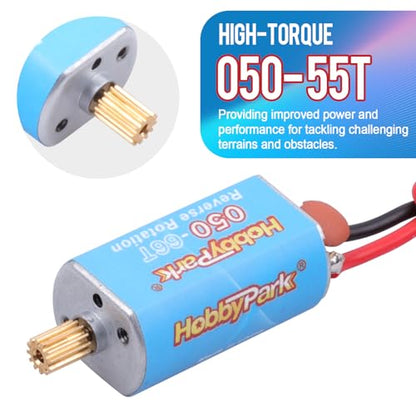 HobbyPark High Torque 050 55T Brushed Motor with Motor Mount & Pinion for Axial SCX24 Gladiator Bronco C10 JLU Deadbolt B-17 1/24 Crawler Upgrades Parts