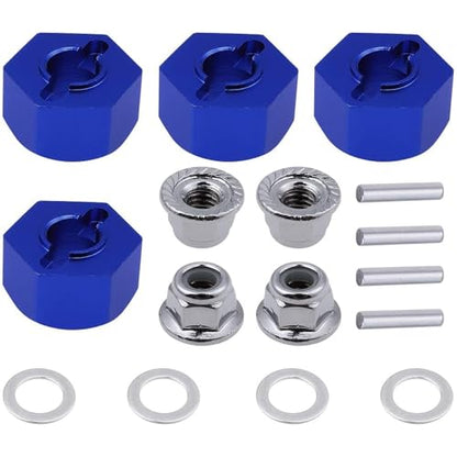 Hobbypark Anodized Aluminum Hex Wheel Hubs Pins and M4 Flanged Lock Nuts Washers Set for Traxxas Slash 2WD 1/10 Upgrade Parts Replace 1654 3654 (Navy Blue) - color: Navy Blue