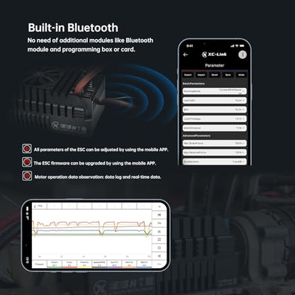 XC E3H Sensored Electric Brushless Motor Controller for RC Car, 6-16S Lipo,300A Continuous Current,10-25A、6.0/7.4/8.4V BEC,Applicable to 1/5,Support Turbo Timing and APP Control - size: E3H