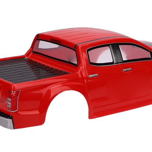 JTLB RC Truck Body Shell, Universal PVC 1/10 Scale Remote Control Car Body Shell with Clear Pattern Design, for 26cm Wheelbase RC Truck (Red) - color: Red
