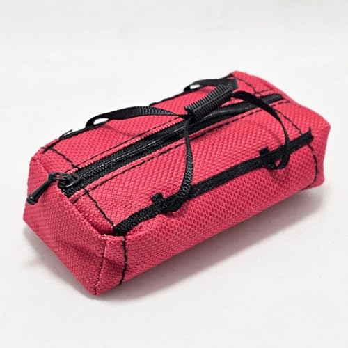 DYNWAVE RC Luggage Carrying Bag Miniature Sports Travel Bag Sturdy Spare Part Lightweught Realistic for 1:10 RC Crawler Car Ornament, Red