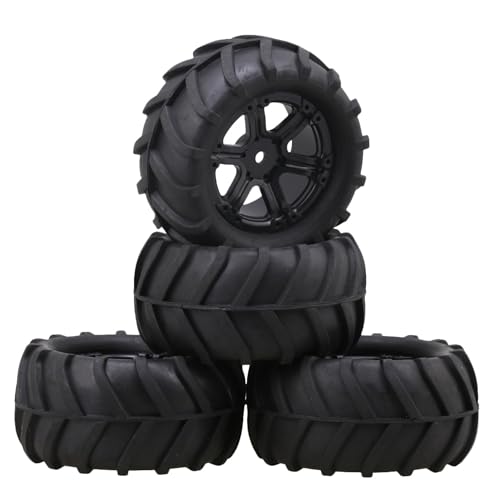 lovermusic 4PCS 1/16 RC Crawler Truck Off Roader Rubber Tires and Rims, 3.35x1.65inch Rock Climbing Tires