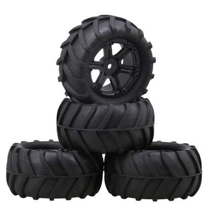 lovermusic 4PCS 1/16 RC Crawler Truck Off Roader Rubber Tires and Rims, 3.35x1.65inch Rock Climbing Tires