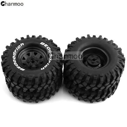 1.9 RC Crawler Tires And Metal Beadlock Wheels Rims 12mm Drive Adaptors 1:10 Soft Mud Tyres For 1/10 Rock Crawler Car Traxxas TRX4 D90 TF2 Axial Redcat Gen8 SCX10 Tamiya CC01 4PCS (Black) - color: Black