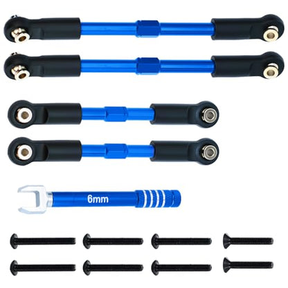 Aluminum Front & Rear Pull Rod Linkage Upgraded Set for Arrma 1/10 Gorgon Vorteks Fury Quake 2WD RC Truck,Replace#ARA330753(Blue) - color: Blue